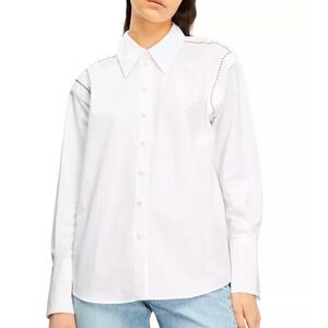 The Kooples White Button Up Shirt with Stud Details Size Small